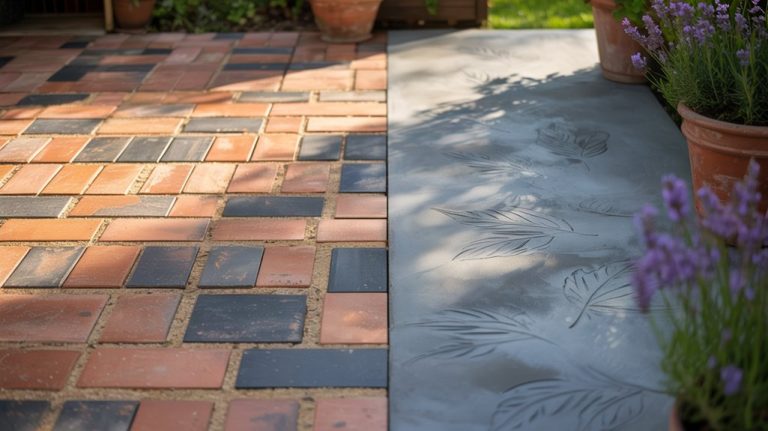 paver patios vs etched concrete