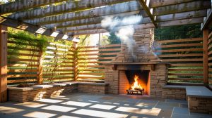 pergola over outdoor fireplace